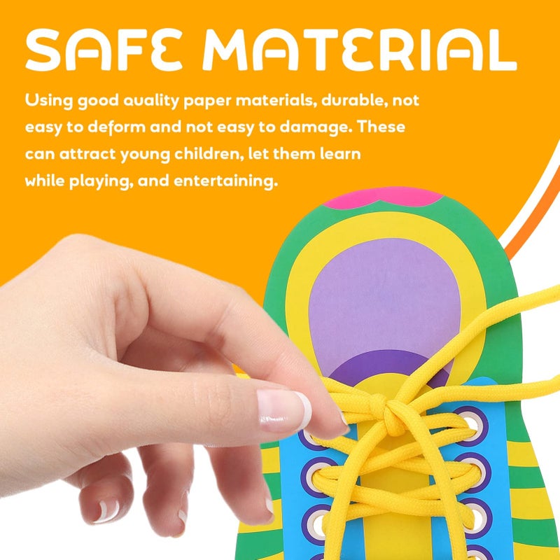 NUOBESTY Shoelace Threading Teaching Toys Learn to Tie Shoelaces Toy Kids Toddlers Fine Motor Skills Toy Early Educational Toys, 5 Sets - Image 4